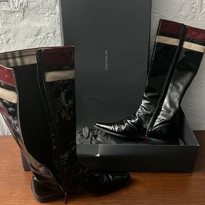 Vintage Burberry patent leather boots
